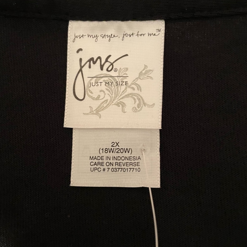NWT Just My Size Top Ebony Black 2X - Picture 7 of 7